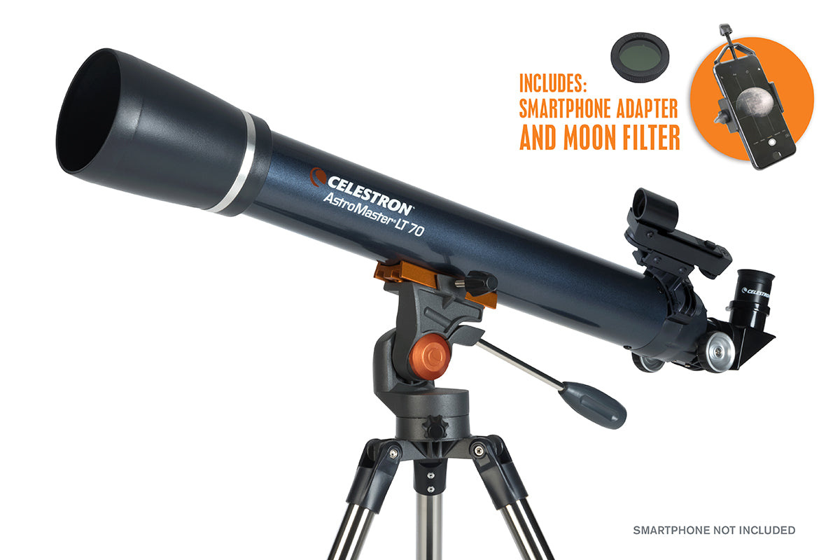 AstroMaster LT 70AZ Telescope with Smartphone Adapter and Moon