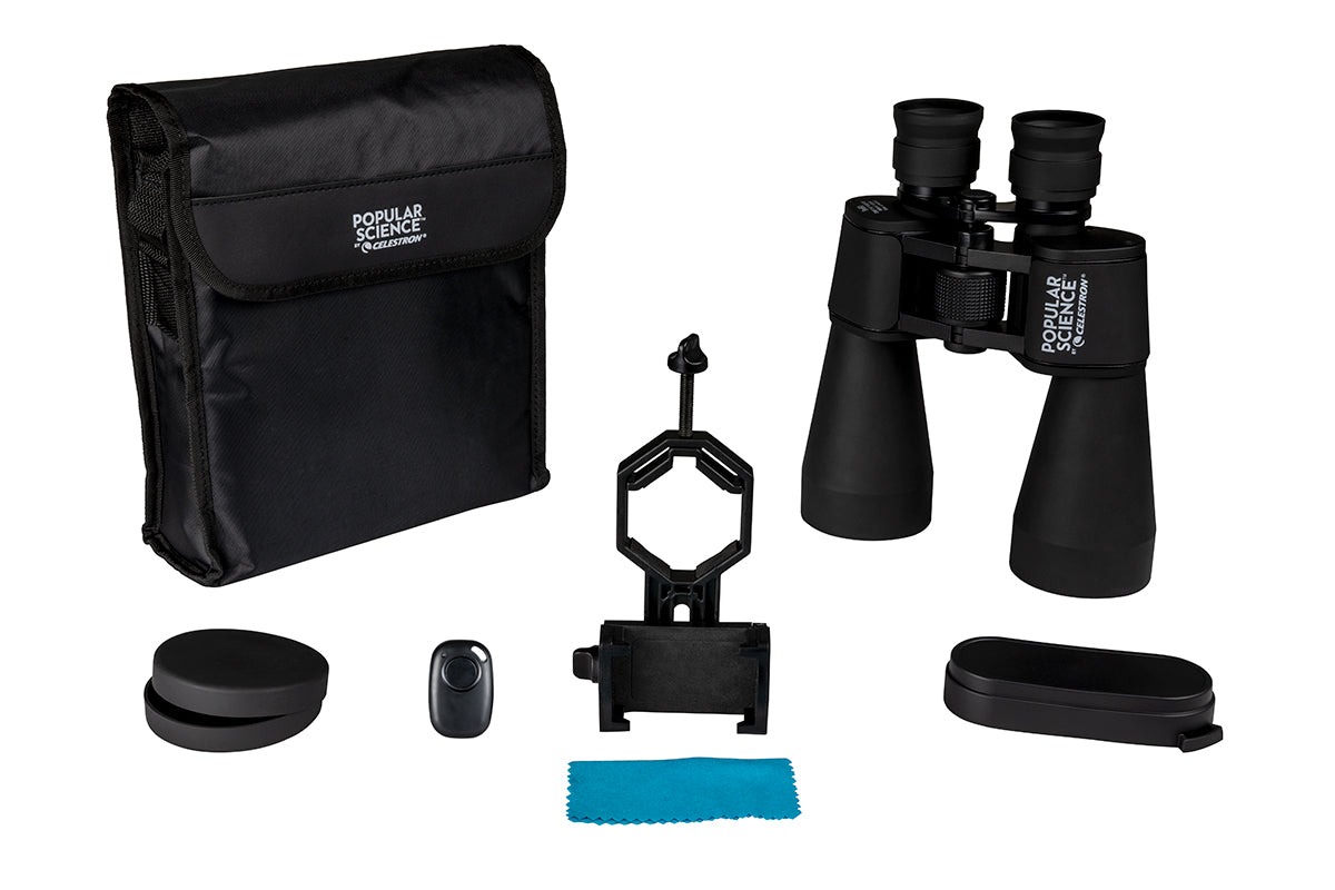 Used - Popular Science by Celestron SkyMaster 9x60mm Porro Binocular with Smartphone Adapter and Bluetooth remote