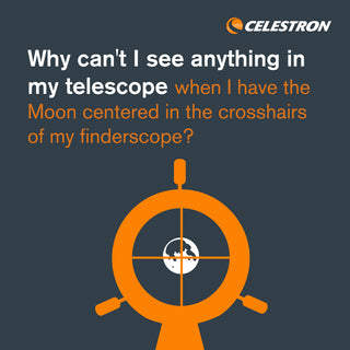 Why can't I see anything in my telescope when I have the Moon centered in the crosshairs of my finderscope?