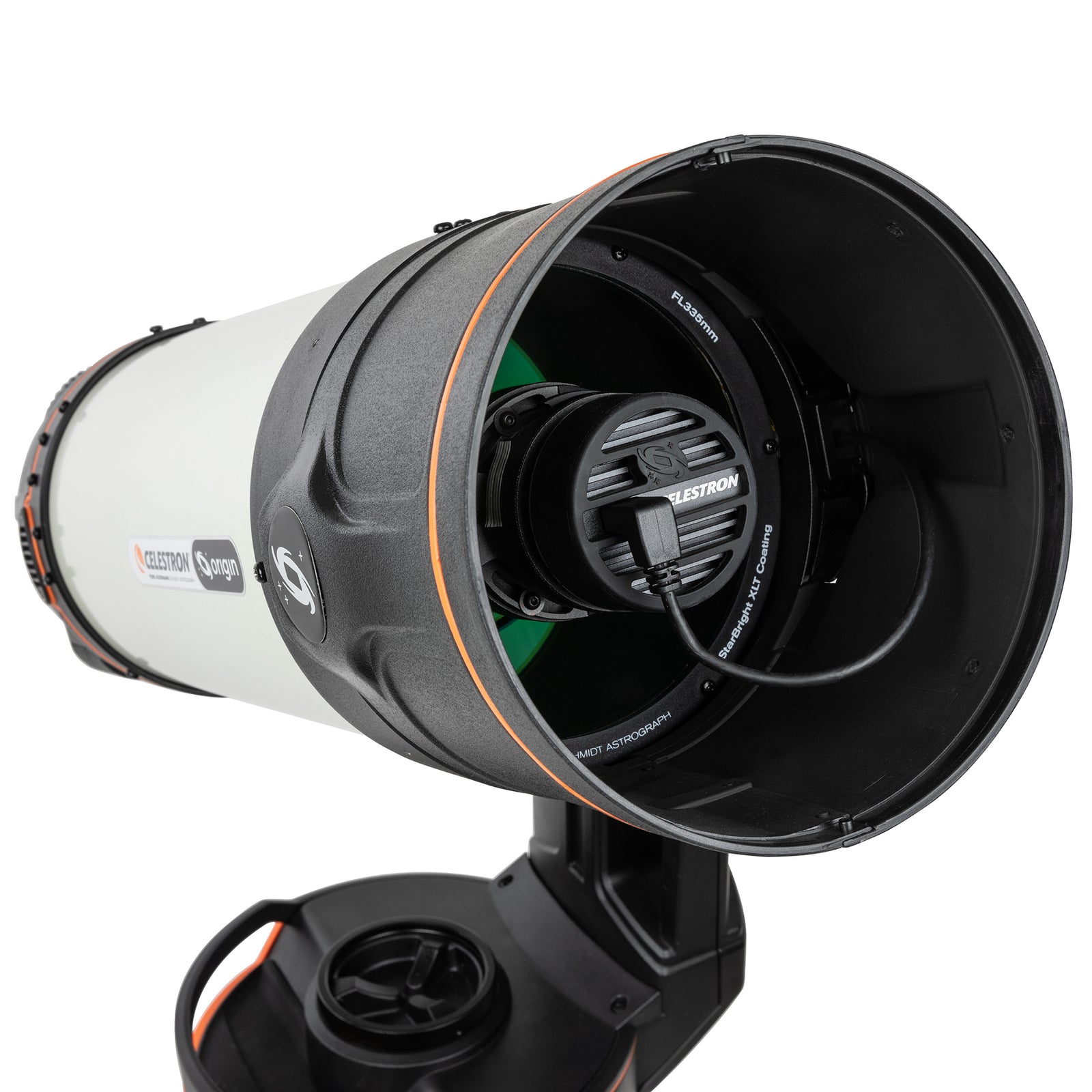Front view of the Celestron Origin Mark II RASA optics and integrated 678C imaging camera
