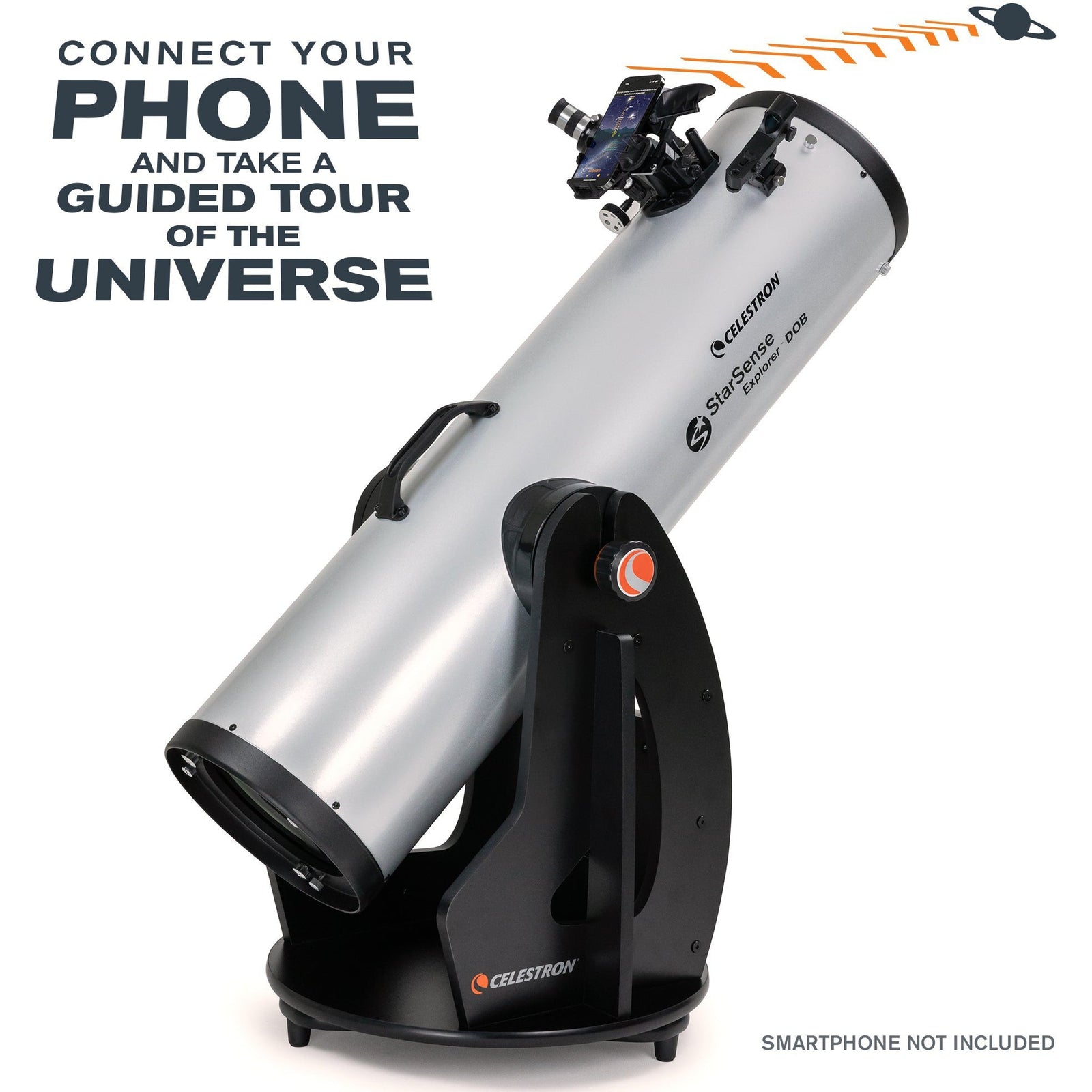 Celestron StarSense Explorer 10-inch Dobsonian telescope with smartphone dock