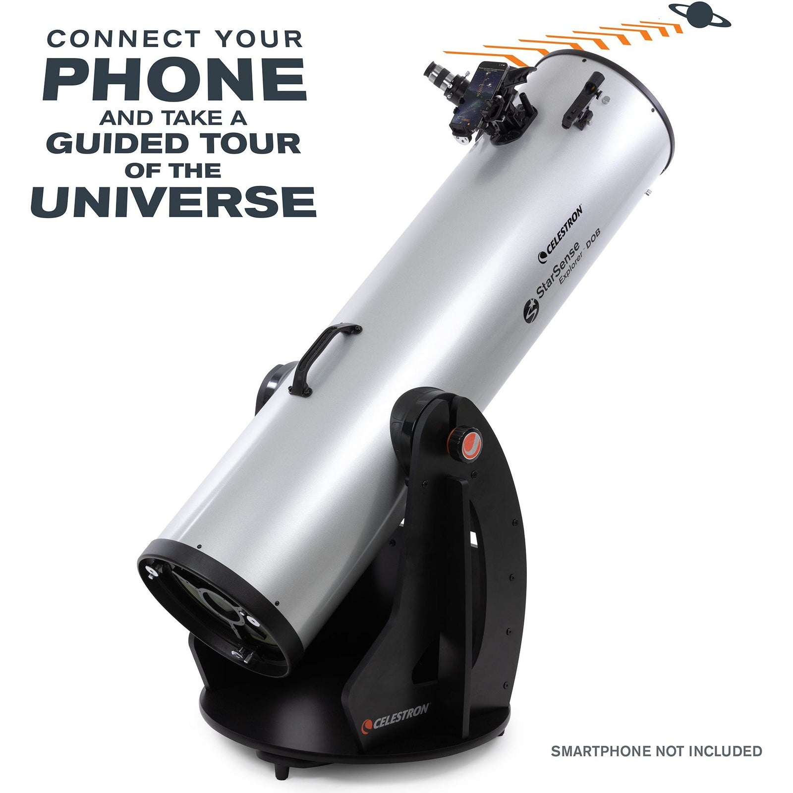 Celestron StarSense Explorer 12-inch Dobsonian telescope with smartphone dock