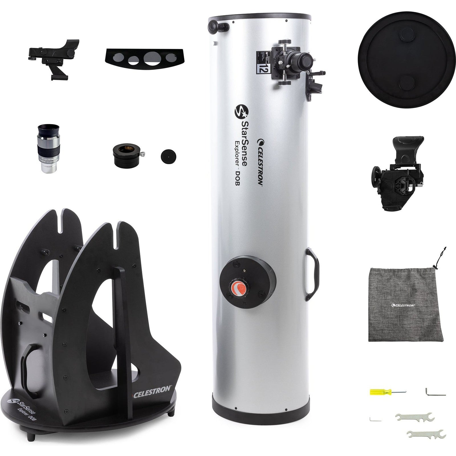 Components and accessories supplied with the Celestron StarSense Explorer 12-inch Dobsonian
