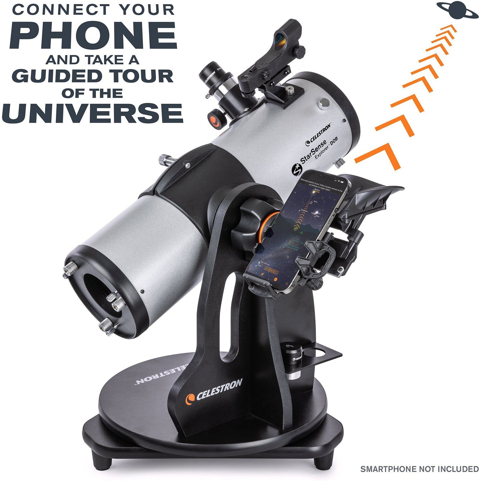 Celestron StarSense Explorer 114mm tabletop Dobsonian telescope with smartphone dock