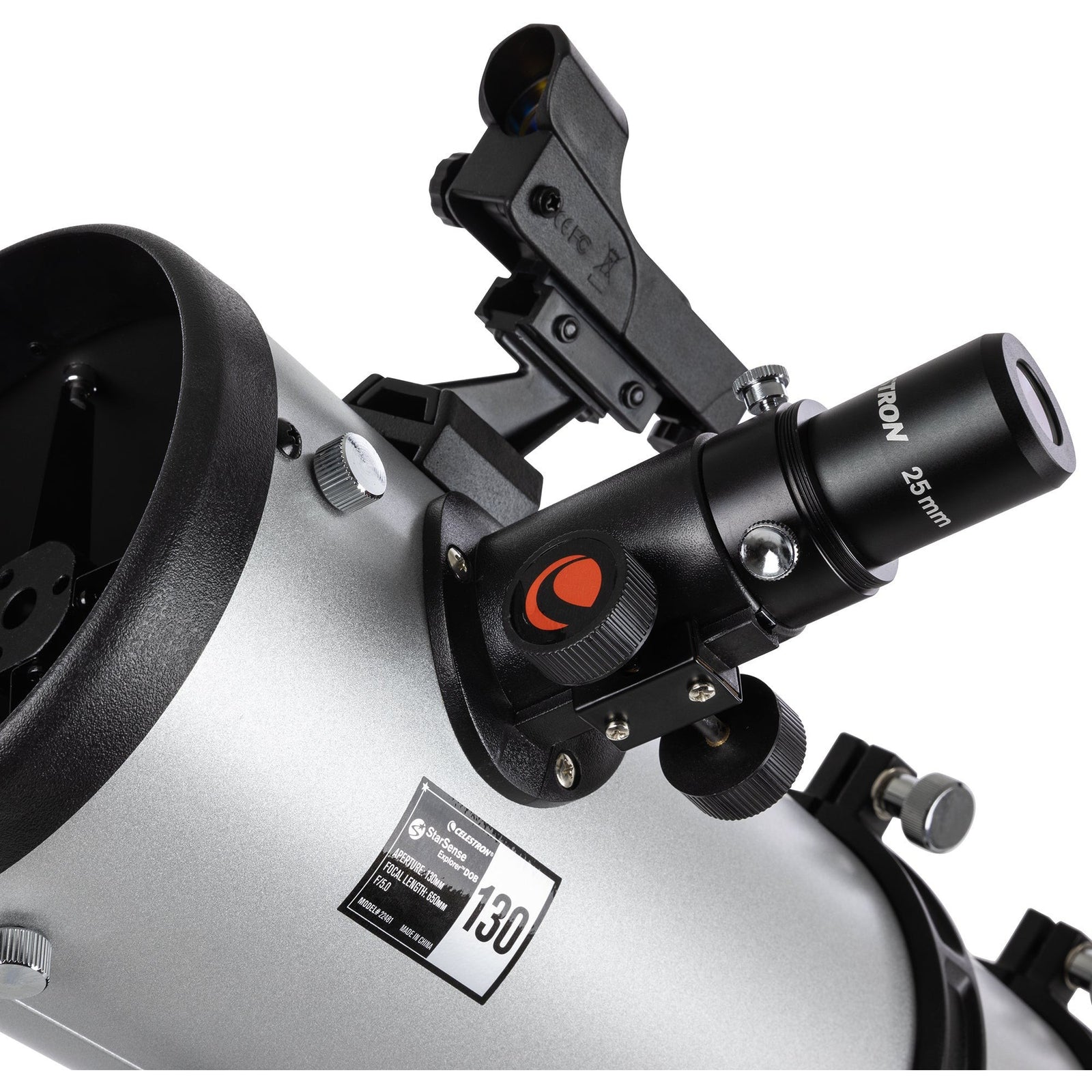 Focuser, eyepiece and StarPointer finder on the Celestron StarSense Explorer 130mm