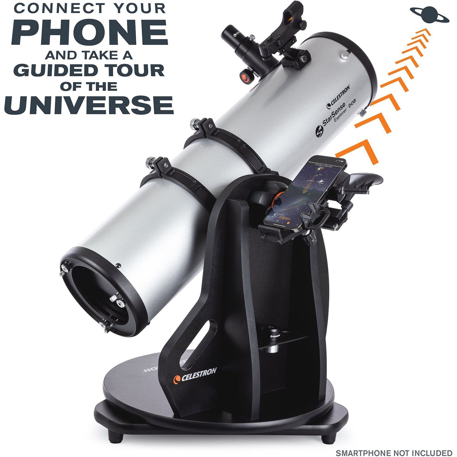 Celestron StarSense Explorer 150mm tabletop Dobsonian telescope with smartphone dock