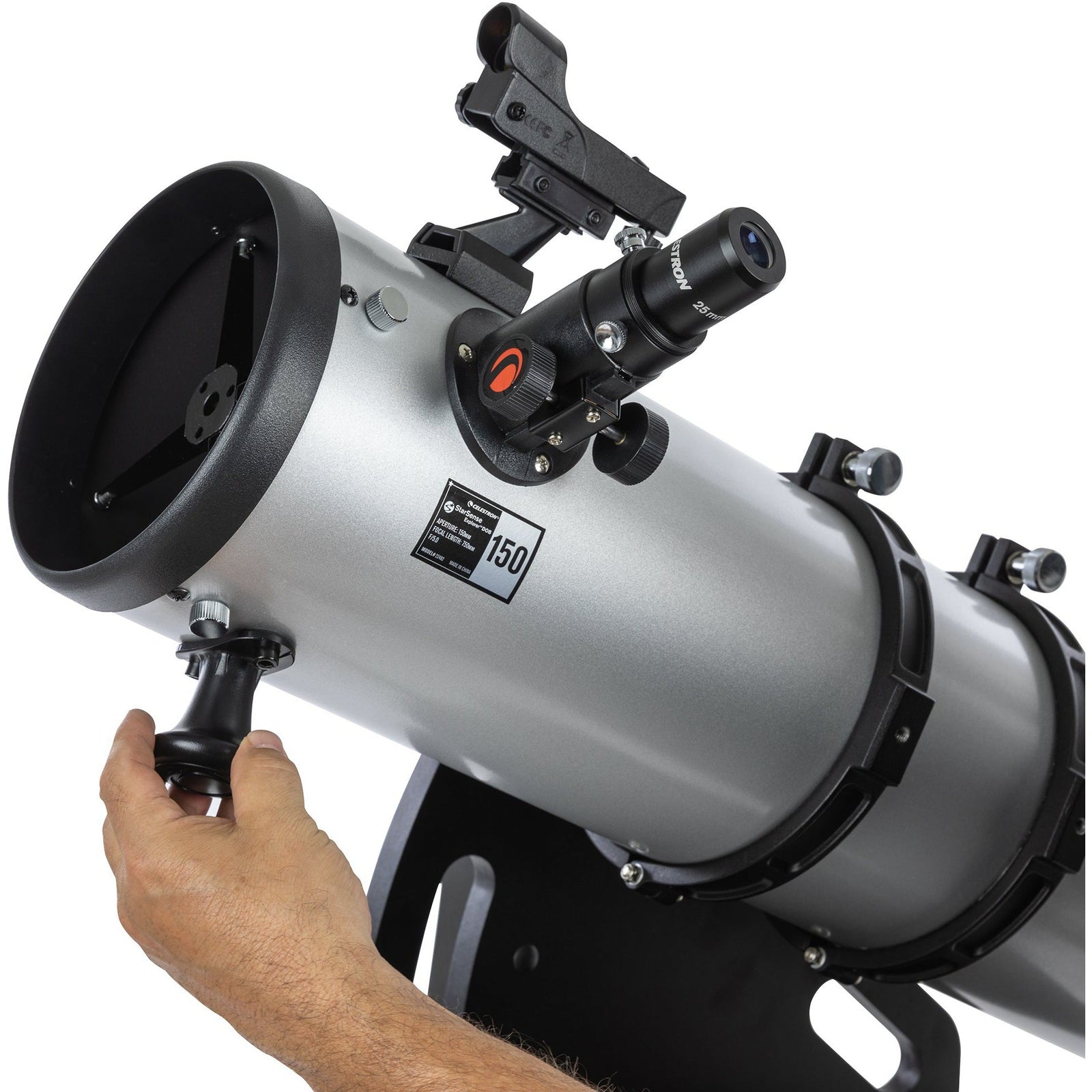 Tabletop Dobsonian base and manual altitude control on the Celestron StarSense Explorer 150mm