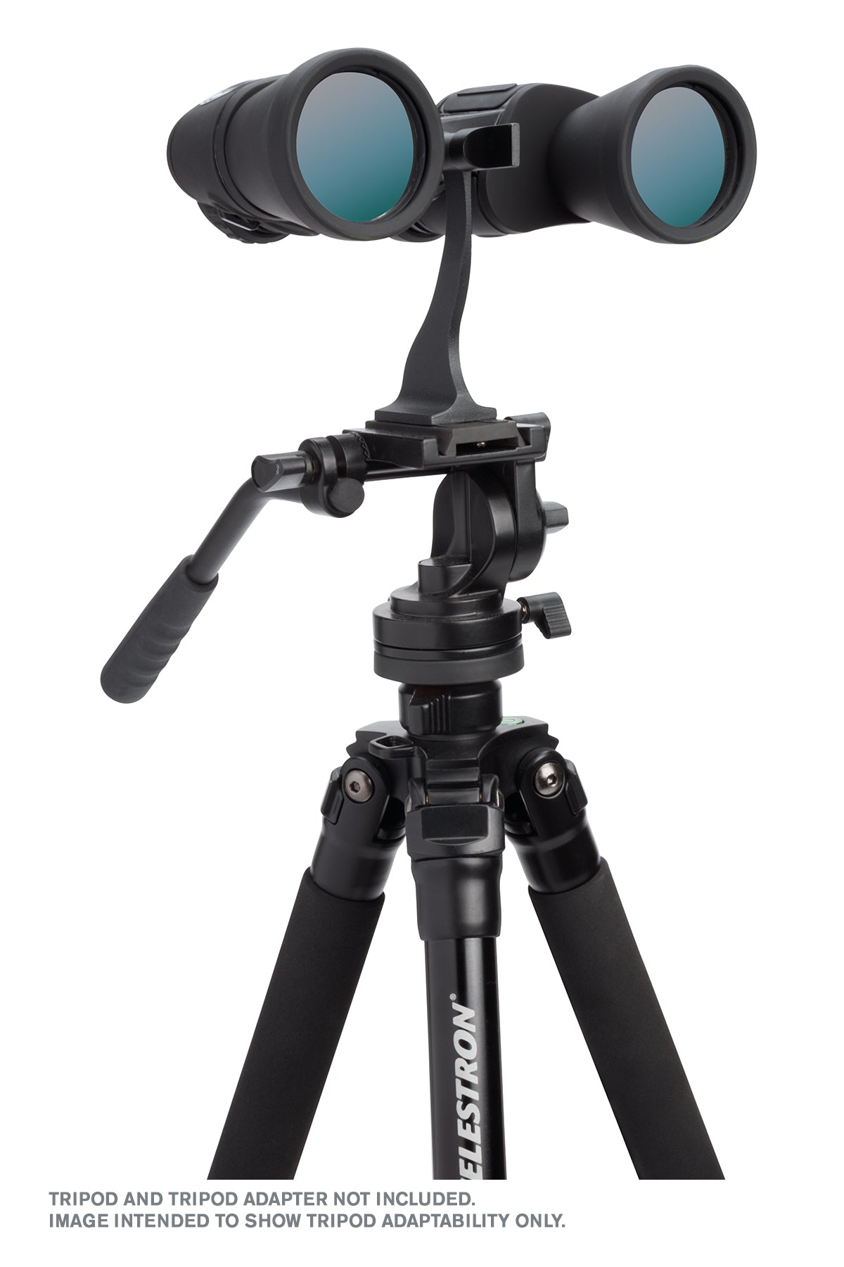 Celestron Cometron 7x50 binoculars mounted on optional tripod