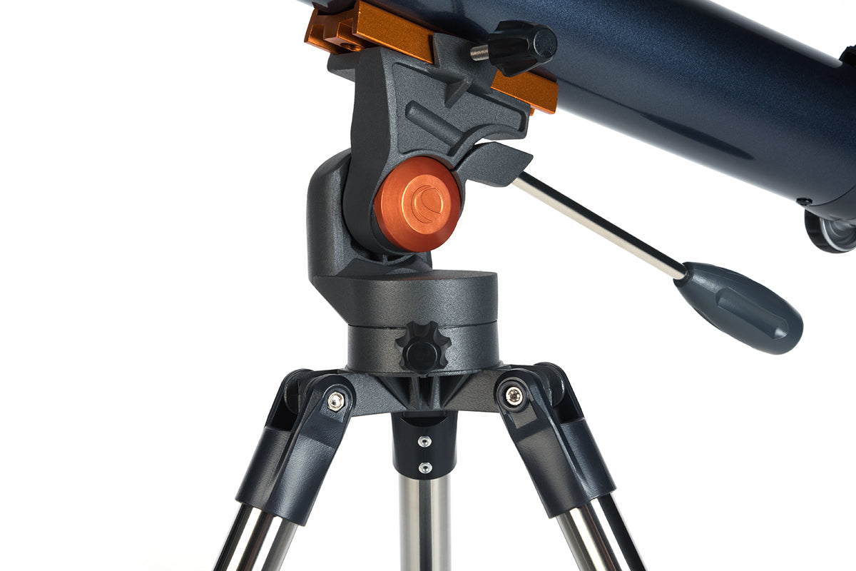 Accessory tray and tripod detail on the AstroMaster LT 70AZ