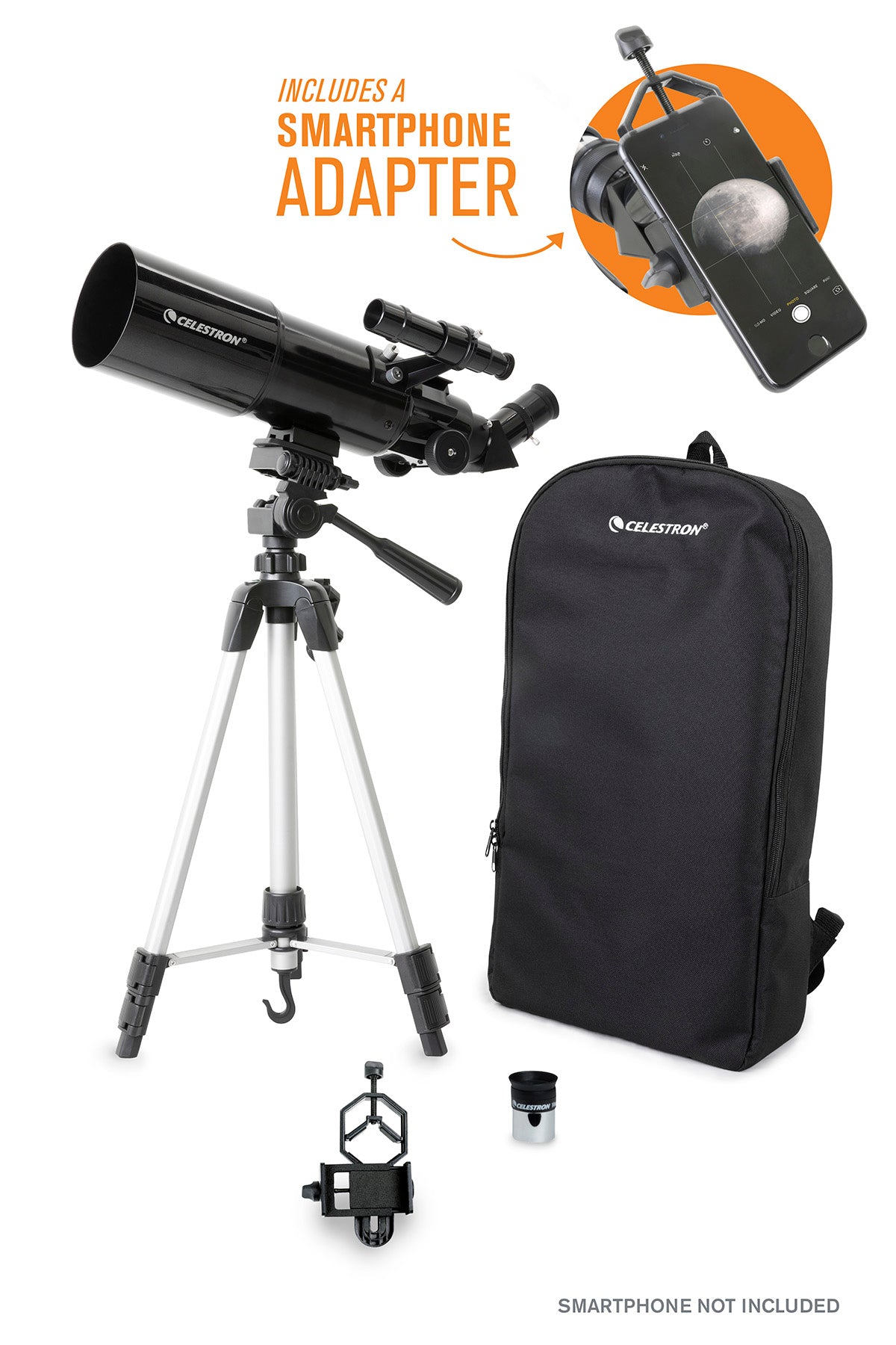 Celestron Travel Scope 80 Telescope with Smartphone Adapter complete telescope kit