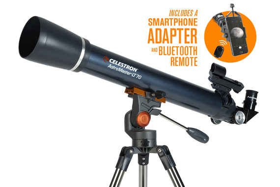 AstroMaster LT 70AZ Telescope with Smartphone Adapter and Bluetooth Remote