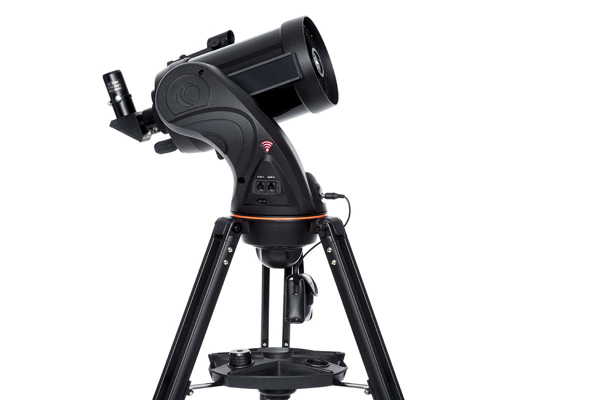 Rear view of the Celestron Astro Fi 5 optical tube and computerised mount
