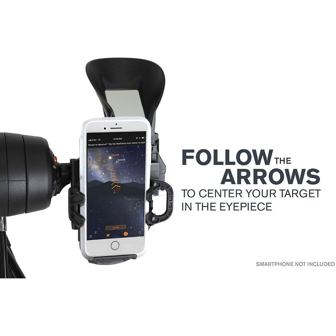 StarSense Explorer smartphone dock and navigation app on DX 102AZ