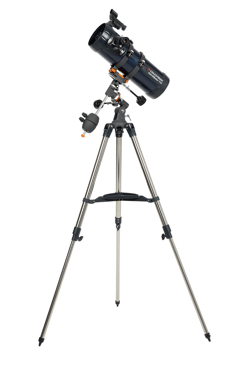 AstroMaster 114EQ on its adjustable steel tripod