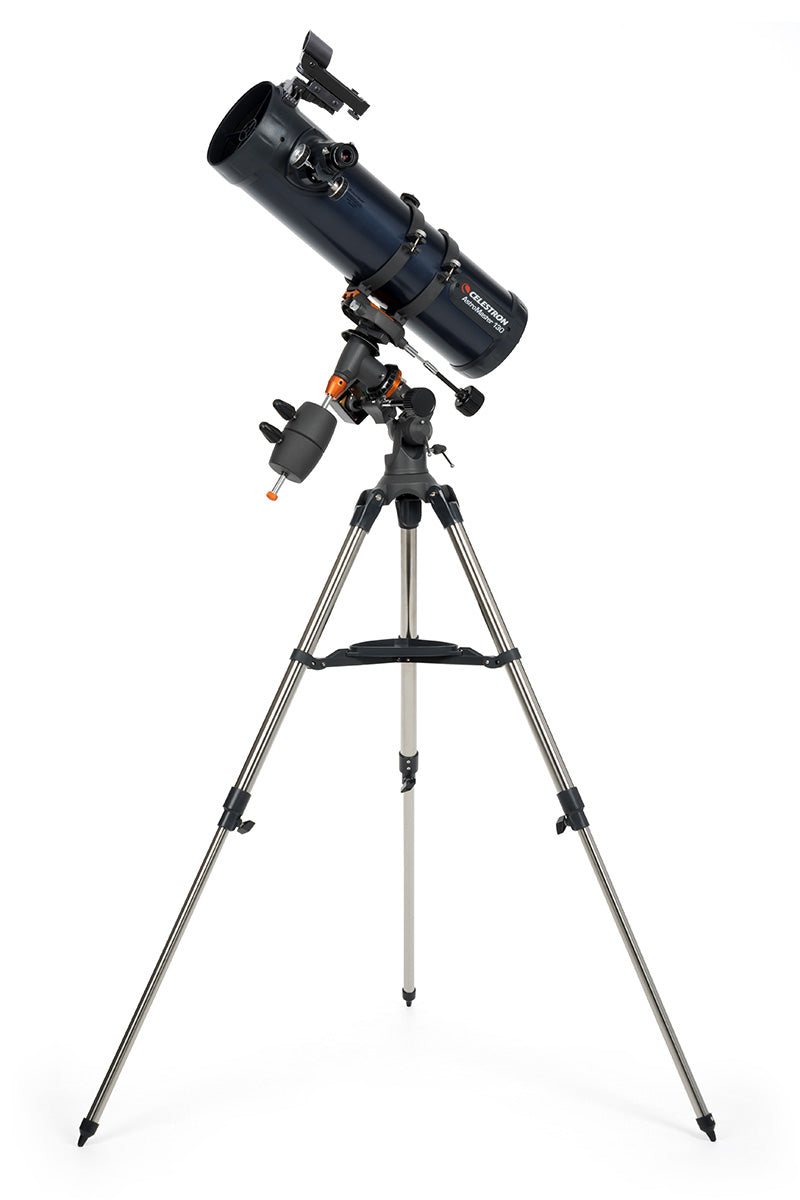 AstroMaster 130EQ-MD on its adjustable steel tripod