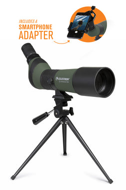 LandScout 20-60x65mm Angled Zoom Spotting Scope with Table-top Tripod and Smartphone Adapter