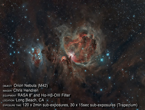 H-alpha H-beta OIII Imaging Filter, Rowe-Ackermann Schmidt Astrograph (RASA) 8